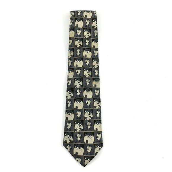 Looney Tunes Men's Novelty Necktie Tie: Taz Emotions in Pictures. Gray. Poly - Picture 2 of 3